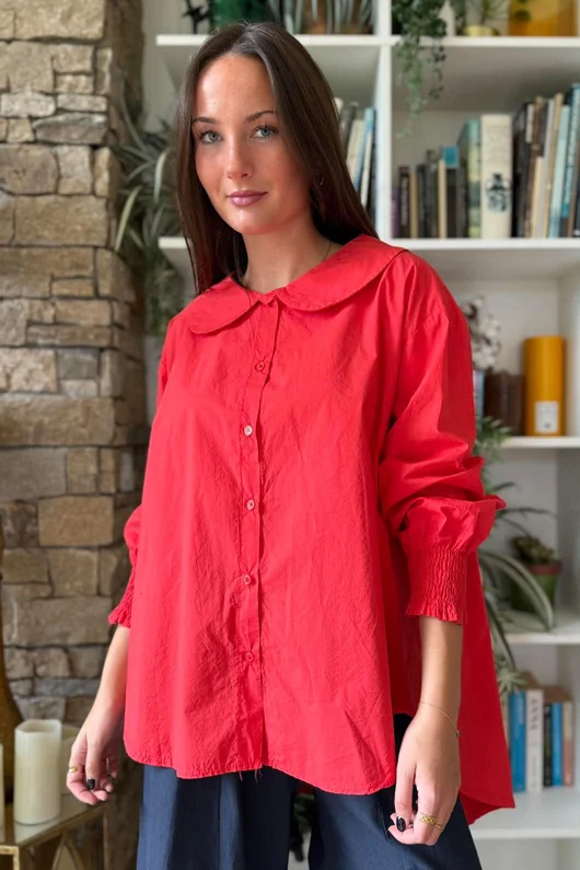 Paloma Tela Peter Pan Blouse Chilli